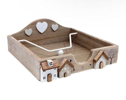 Wooden House & Tree Napkin Holder