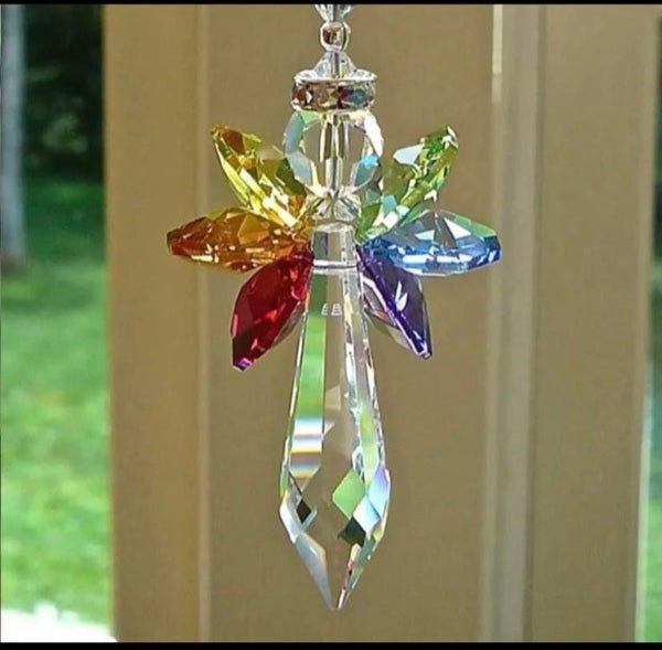 Rainbow Angel Crystal Beads Suncatcher